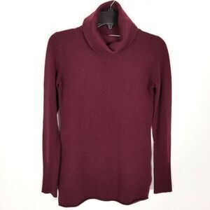 Athleta Women Cashmere Turtleneck Sweater Size 2XS Maroon Pullover Casual Preppy